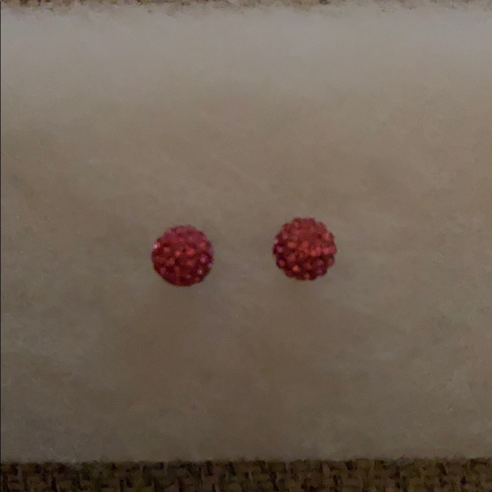 Touchstone pink Pave ball stud earrings